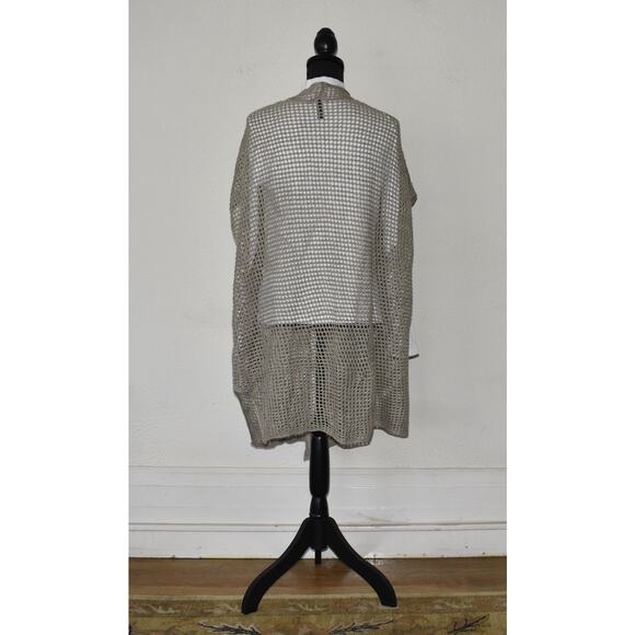 A5 NEW EILEEN FISHER Open Stitch Longline Organic Linen Cardigan Size S/M P/M - Picture 5 of 7